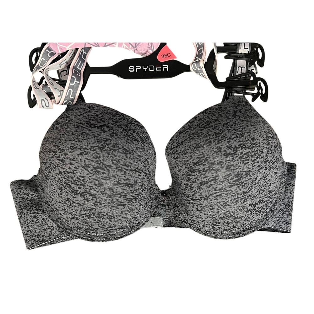 Spyder 2-Pack Laser-Cut Push-Up Bras Pink & Heather Grey Everyday Athletic 38C - Picture 8 of 13